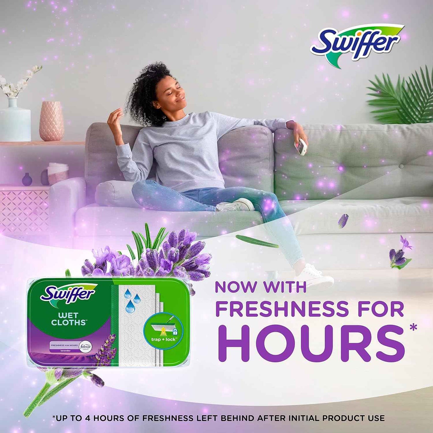 Swiffer Sweeper Wet Mopping Cloth Multi Surface Refills, Mops for Floor Cleaning, Febreze Lavender Scent