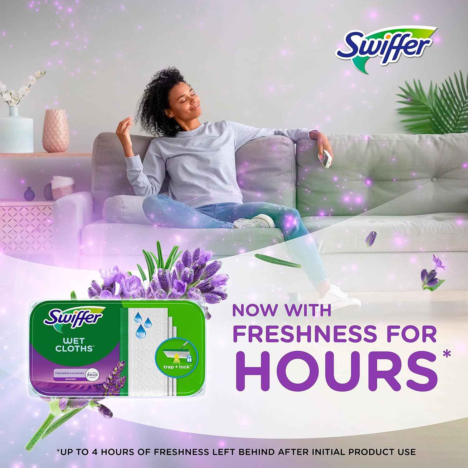 Swiffer Sweeper Wet Mopping Cloth Multi Surface Refills, Mops for Floor Cleaning, Febreze Lavender Scent