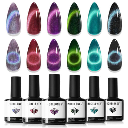 modelones Cat Eye Magnet Set, 15PCS French Cateye Gel Nail Polish Magnet Nail Art Tools Set Heart Magnet for Cat Eye Magnet Square Round Magnet Stick Diverse Glassy Cateye Effect for Women