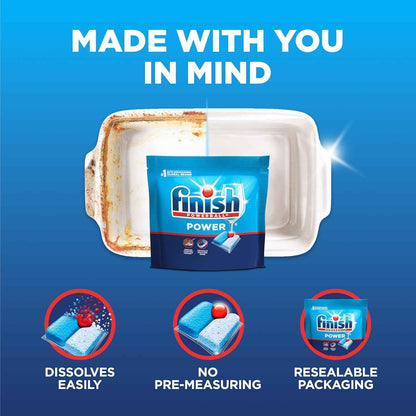 Finish Power Dishwasher Pods, No Pre-Rinse Dishwasher Detergent Soap For Deep Clean & Shine with Degreasing Power, Fresh Scent