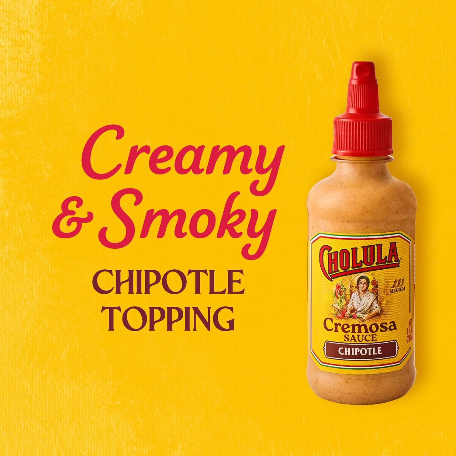 Cholula_Cremosa_Sauce,_Chipotle,_Medium_Heat,_Creamy,_Smoky,_Squeezable_Topping_For_Elotes,_Tacos,_Soup,_Tostadas,_Nachos_and_More,_8_fl_oz