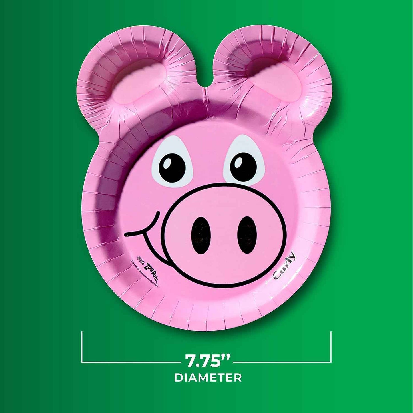 Hefty Zoo Pals Party Edition Paper Plates for Kids, Assorted Animal Designs, 7.75 Inches with Two Dipping Compartments
