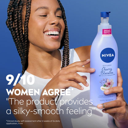 NIVEA_Oil_Infused_Cherry_Blossom_and_Jojoba_Oil_Body_Lotion_for_Women,_Fast-Absorbing_and_Non-Greasy_Cherry_Blossom_Scented_Lotion_Moisturizes_for_48_Hours,_16.9_Fl_Oz_Pump_Bottle