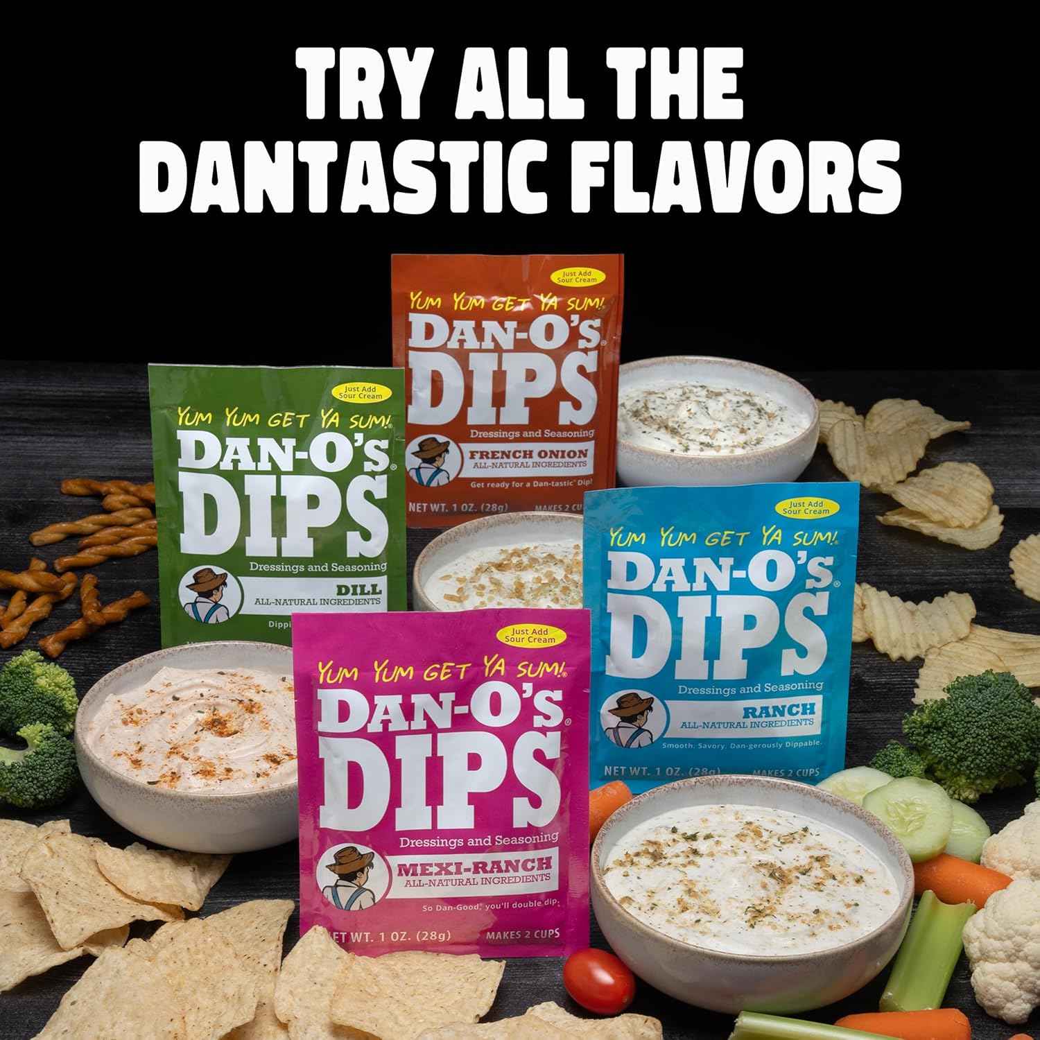 Dan-O’s Dips – All-Natural Seasoning Packets – Just Add Sour Cream or Greek Yogurt – No Artificial Ingredients