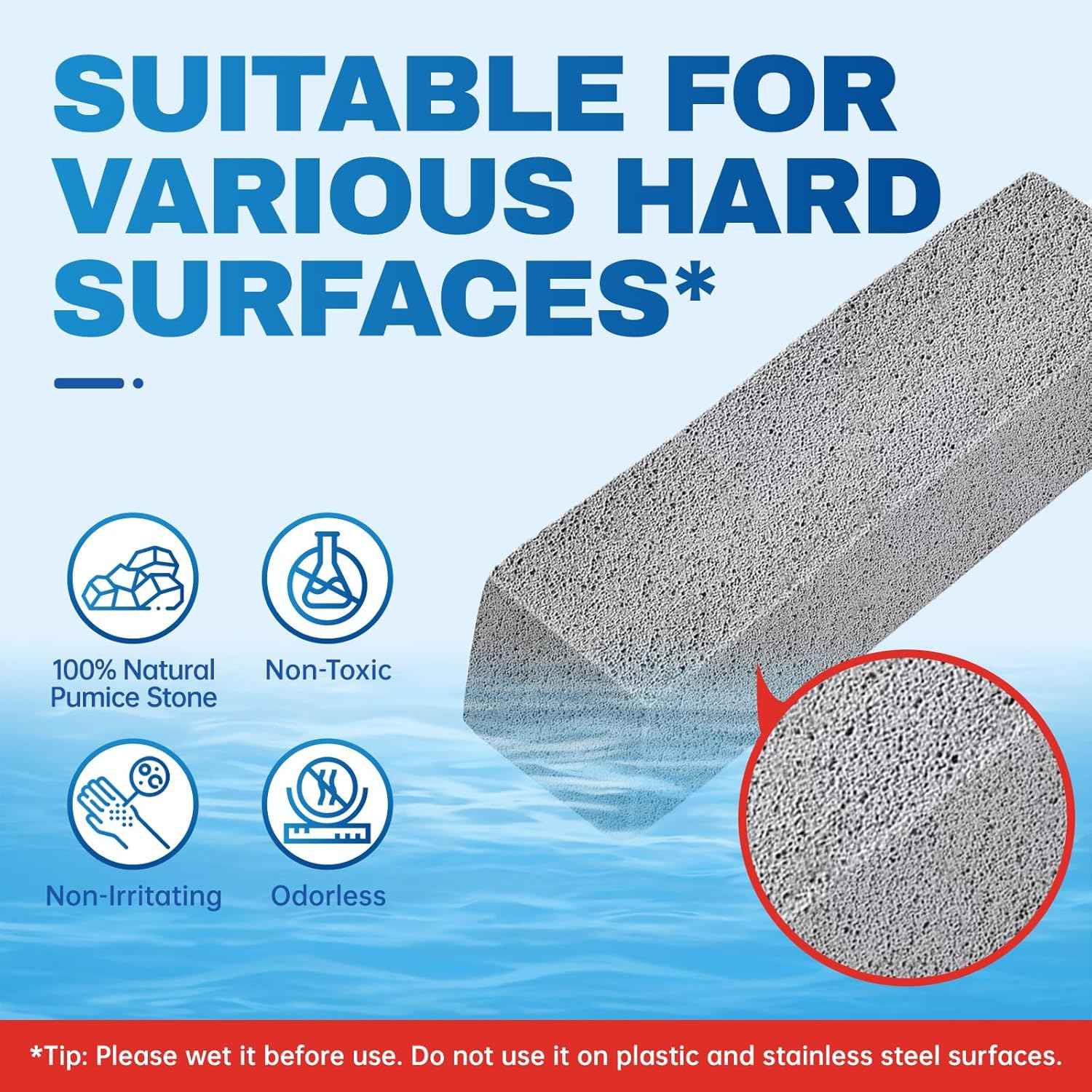 Vacplus Toilet Brush - Toilet Bowl Cleaners with Extra Long Handle, 100% Pumice Stone for Toilet Cleaning, Remove Limescale, Rust, Cleaning Supplies for Toilet, Pool, Bathroom, Sink
