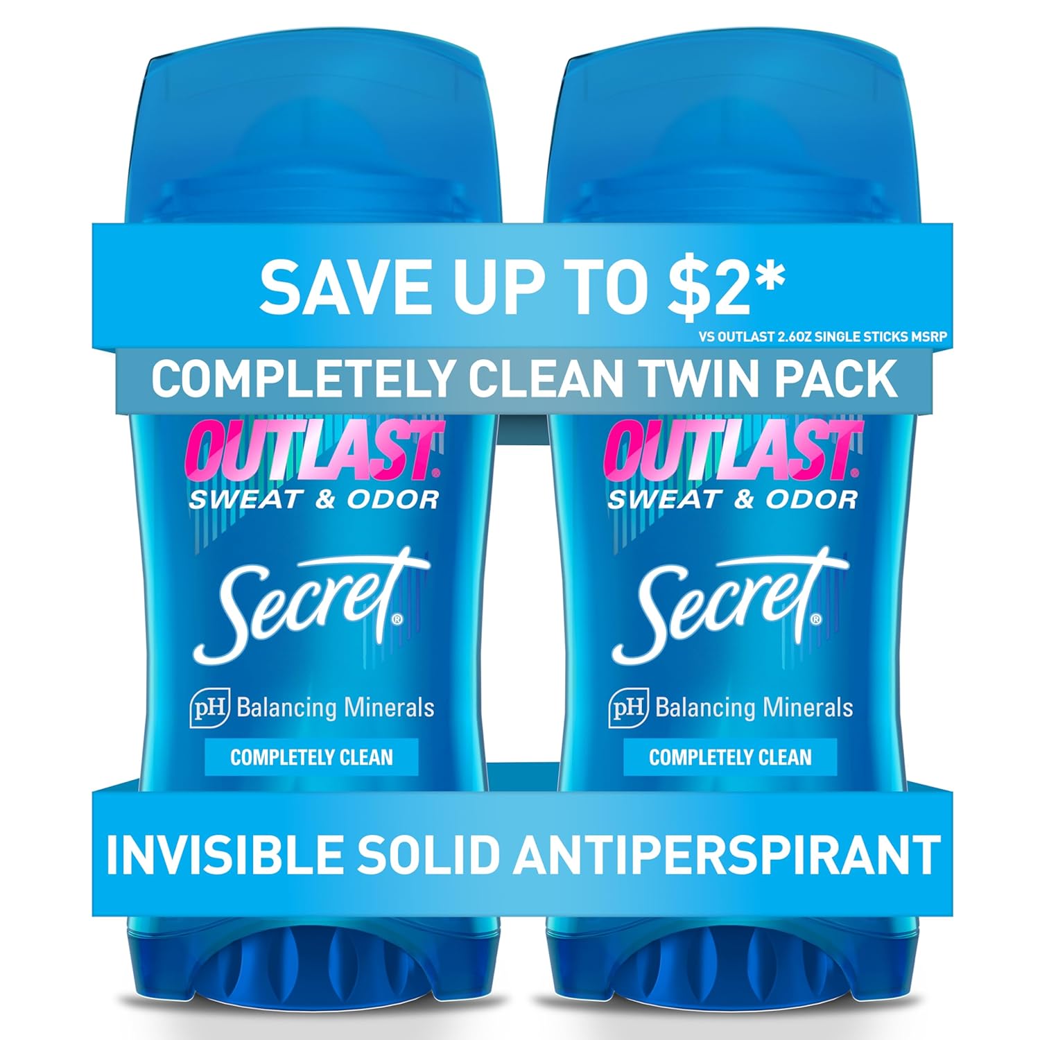 Secret_Outlast_Antiperspirant_Deodorant_for_Women,_72hr_Sweat_&_Odor_Protection,_PH_Balancing_Minerals,_Invisible_Solid,_Completely_Clean_Scent,_2.6_oz_(Pack_of_2)