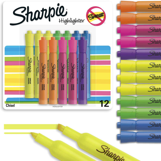 Sharpie_Tank_Highlighters,_Chisel_Tip,_Assorted_Fluorescent,_Six_Assorted_Colors,_12_Count_-_Back_to_School,_Office,_Teacher_Supplies