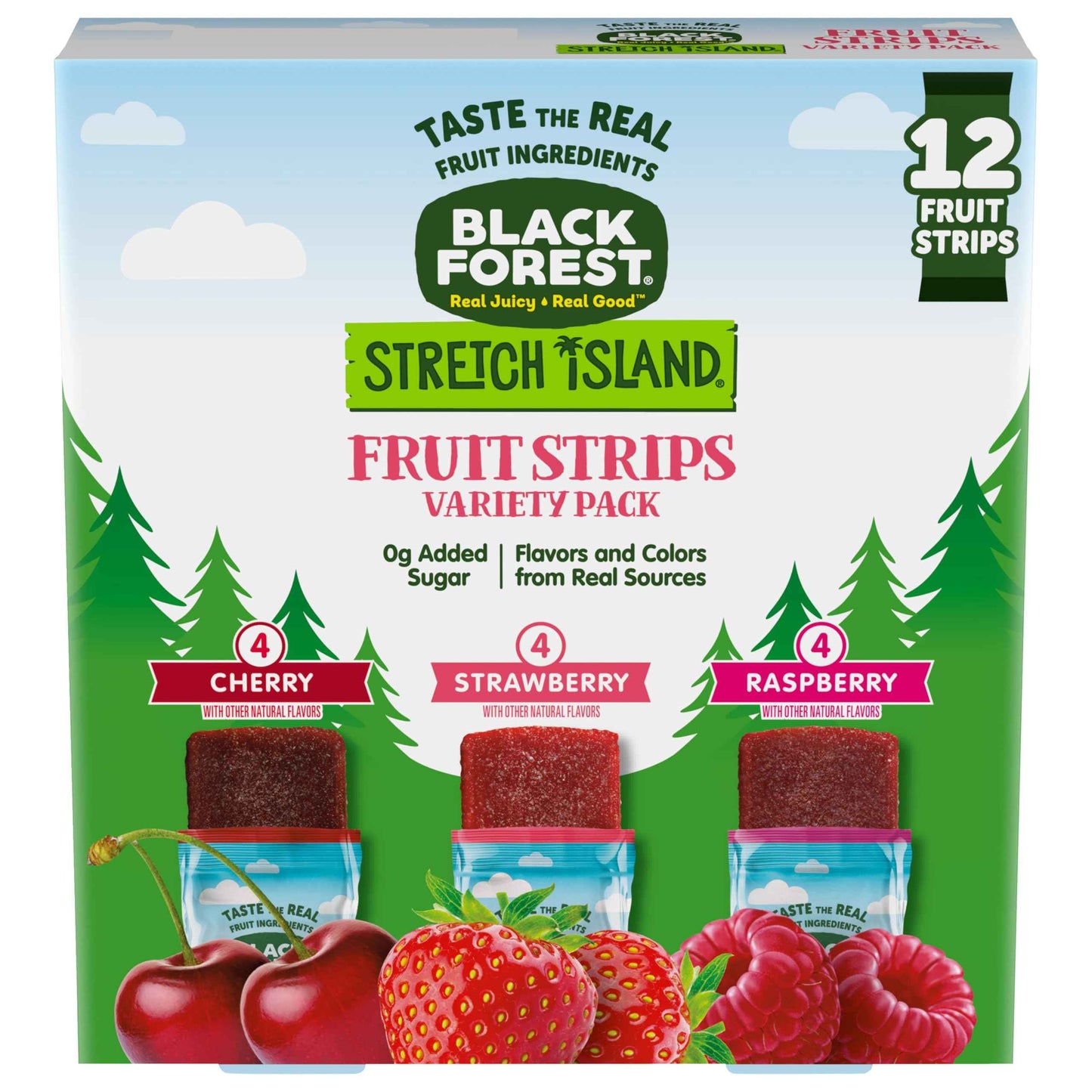 Black Forest, Stretch Island, Fruit Strips, Cherry, Apple, Raspberry, Grape, Strawberry, and Apricot, Zero Grams Added Sugar Non-GMO, 48 ct
