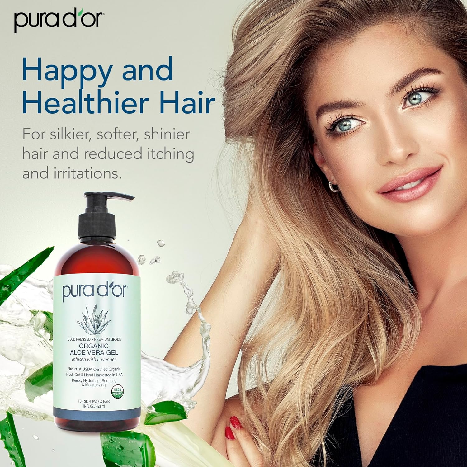 PURA_D'OR_16_Oz_ORGANIC_Aloe_Vera_Gel_-_Lavender_-_All_Natural_-_ZERO_Artificial_Preservatives_-_Deeply_Hydrating_&_Moisturizing_-_Sunburn,_Bug_Bites,_Rashes,_Small_Cuts,_Eczema_Relief_-_Skin_&_Hair