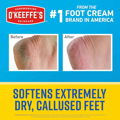 O'Keeffe's for Healthy Feet Intense Renewal Cream with Urea & Alpha Hydroxy Acid - 3 oz Tube - Chemically Exfoliates and Softens Extremely Callused, Dry Feet