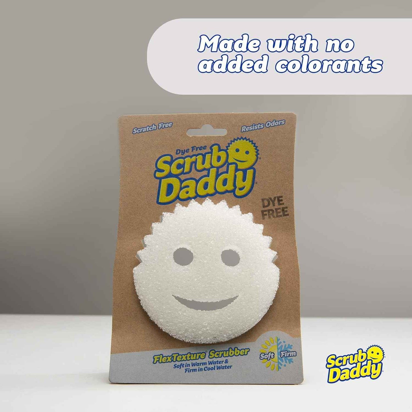 Scrub Daddy Sponge - Dye Free - Scratch-Free Scrubber for Dishes and Home, Odor Resistant, Soft in Warm Water, Firm in Cold, Deep Cleaning, Dishwasher Safe, Multi-use, 1ct (2 Pack)