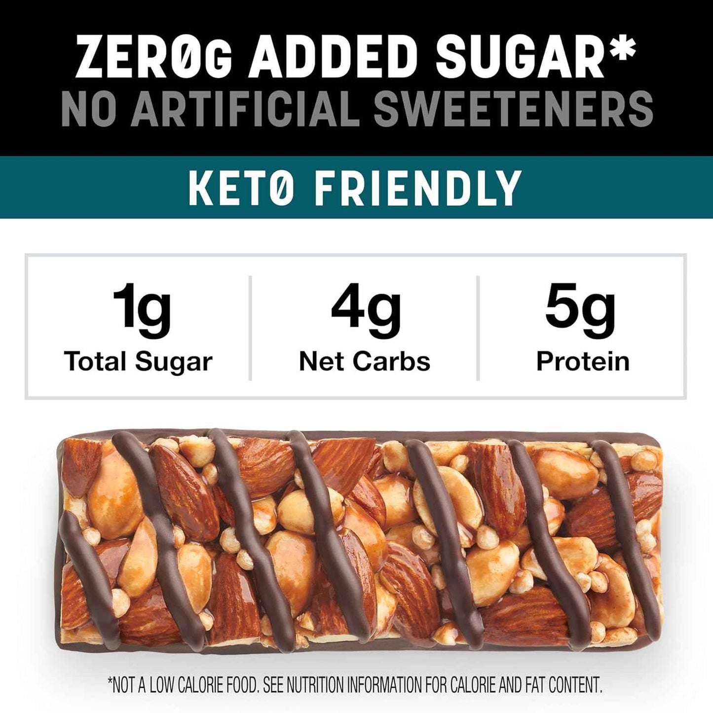 Kind Zero Added Sugar Healthy Snacks Bars, Dark Chocolate Nuts & Sea Salt, Gluten Free, High Fiber, Keto Snacks