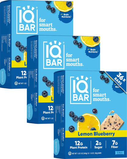 IQBAR Clean Plant Protein Bars - Keto, Vegan, High Fiber, Gluten and Dairy Free, Low Sugar Snack - Brain and Body Nutrients for Focus, Energy, Meal Replacement
