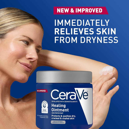 CeraVe Healing Ointment, Hydrating Skin Protectant With Petrolatum, Hyaluronic Acid & Ceramides, Face & Body Skin Barrier Repair For Cracked, Chafed, Dry Skin, Fragrance Free & Lanolin Free