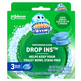 Scrubbing Bubbles Continuous Clean Toilet Drop-Ins, Automatic Blue Toilet Bowl Cleaner, Septic-Safe Tank Tablets Remove Hard Water Minerals & Limescale, Stain & Smell Protection, 3 Count