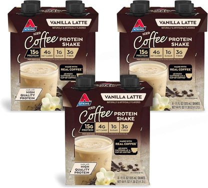 Atkins Iced Coffee Protein Shake, 15g Protein, 4g Net Carbs, 1g Sugar, Low Carb, Keto Friendly, High Protein Shake