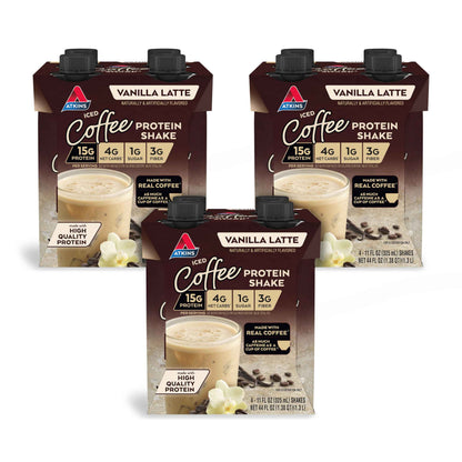 Atkins Iced Coffee Protein Shake, 15g Protein, 4g Net Carbs, 1g Sugar, Low Carb, Keto Friendly, High Protein Shake