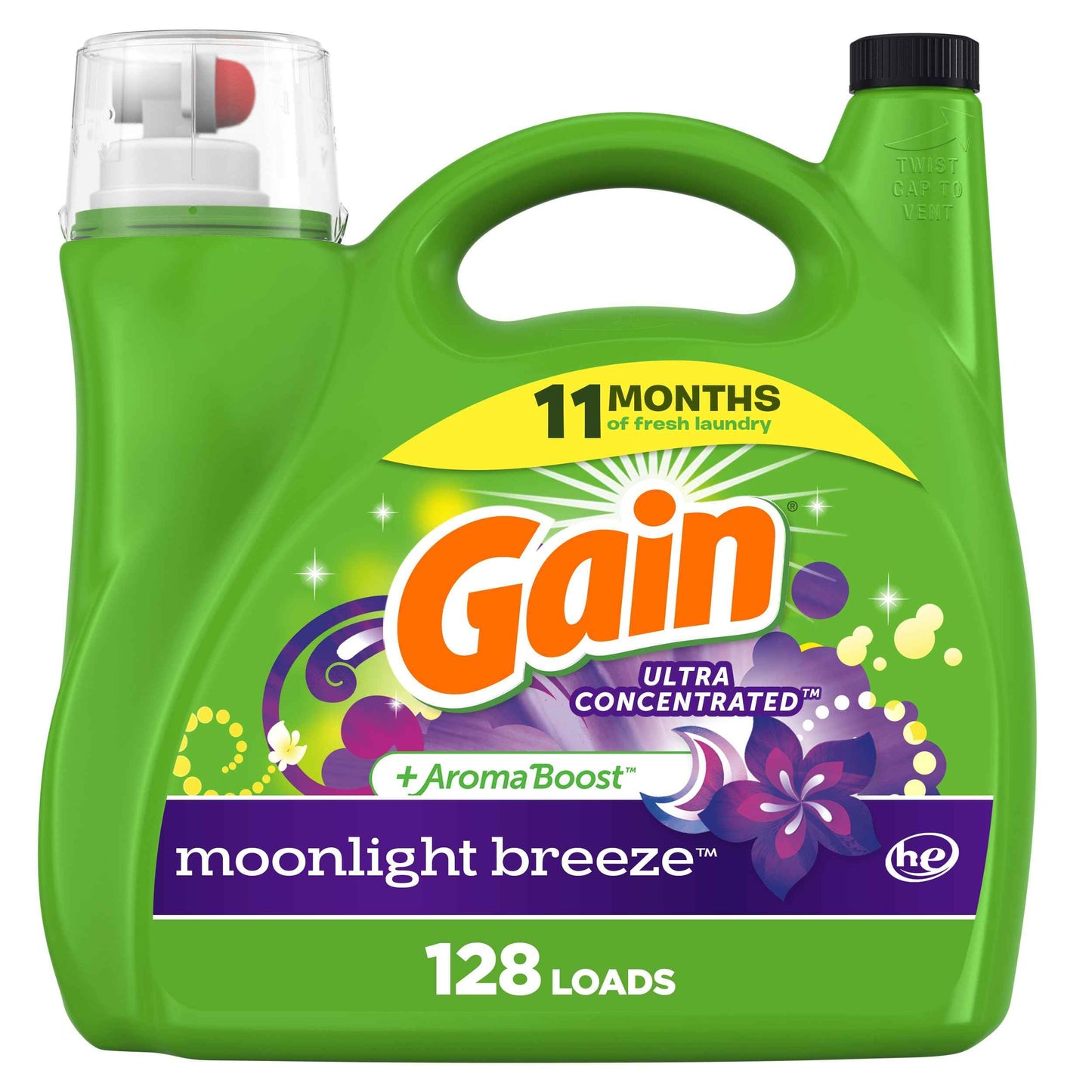 Gain Liquid Laundry Detergent with Odor Defense, Moonlight Breeze Scent, Laundry Soap For HE Washing Machines