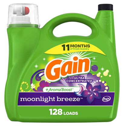 Gain Liquid Laundry Detergent with Odor Defense, Moonlight Breeze Scent, Laundry Soap For HE Washing Machines