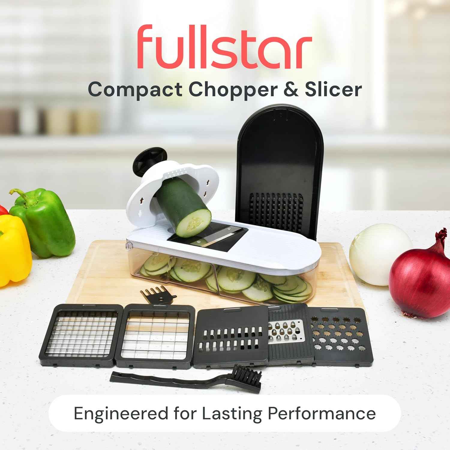 Fullstar Core Vegetable Chopper - Chop and Slice Lid - Food Chopper with Container, Veggie Chopper, Fruit Slicer, Onion Dicer - Meal Prep Essential - Kitchen Gadgets and Gifts