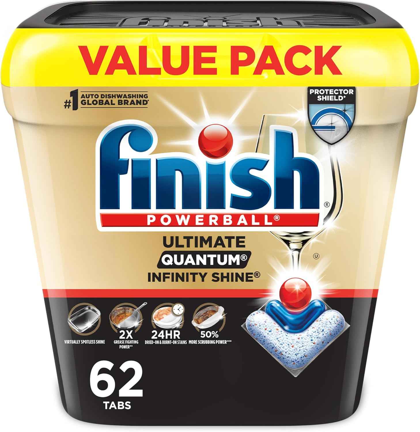 Finish Ultimate Quantum Dishwasher Pods, New & Improved Formula, Dishwasher Detergent Dish Soap, Removes Burnt-On & Dried-On Stain, Fresh Scent