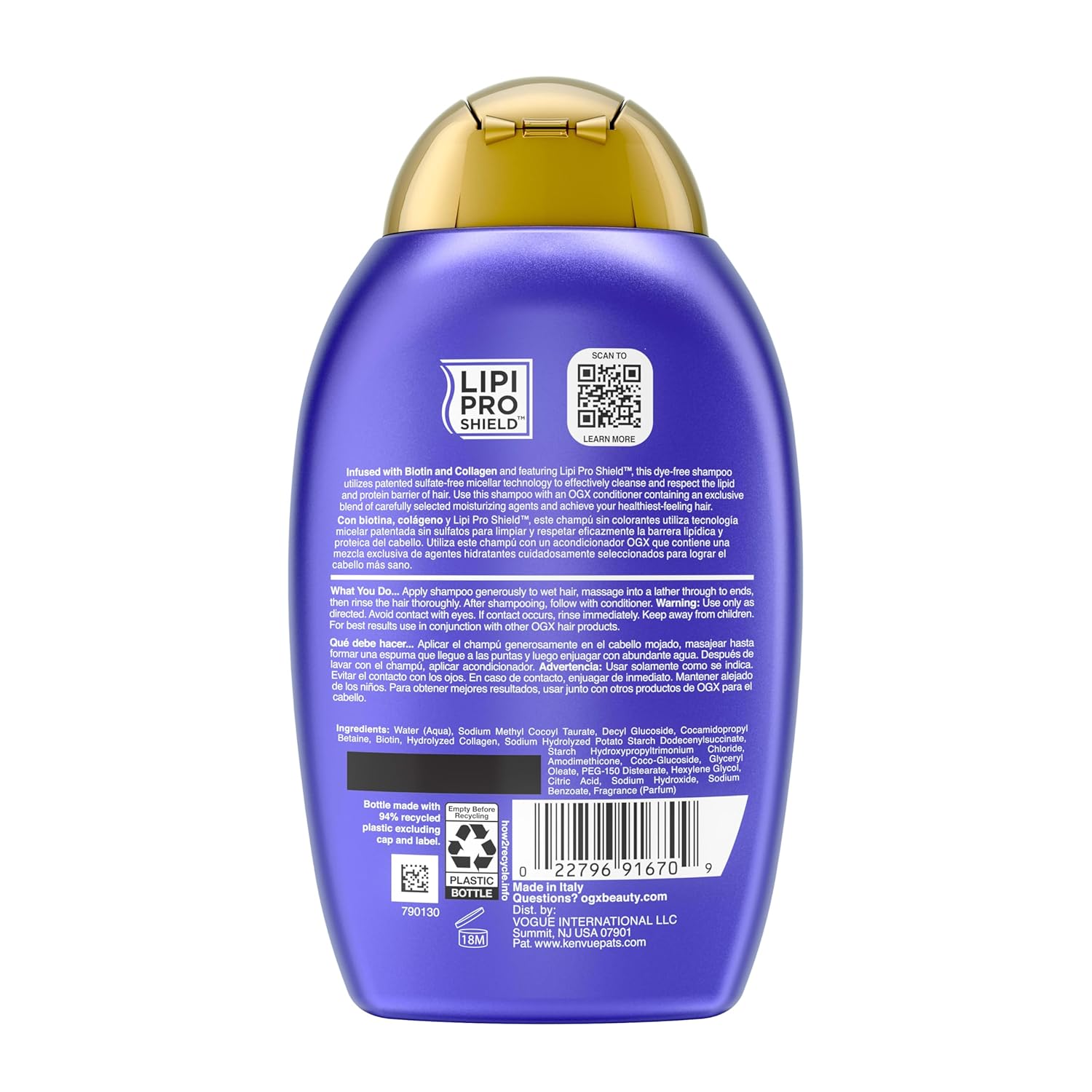 OGX_Thick_&_Full_+_Biotin_&_Collagen_Volumizing_Shampoo,_Nutrient-Infused_Hair_Shampoo_with_Vitamin_B7_Biotin_Gives_Hair_Volume_&_Body_for_72+_Hours,_Sulfate-Free_Surfactants,_13_fl._oz