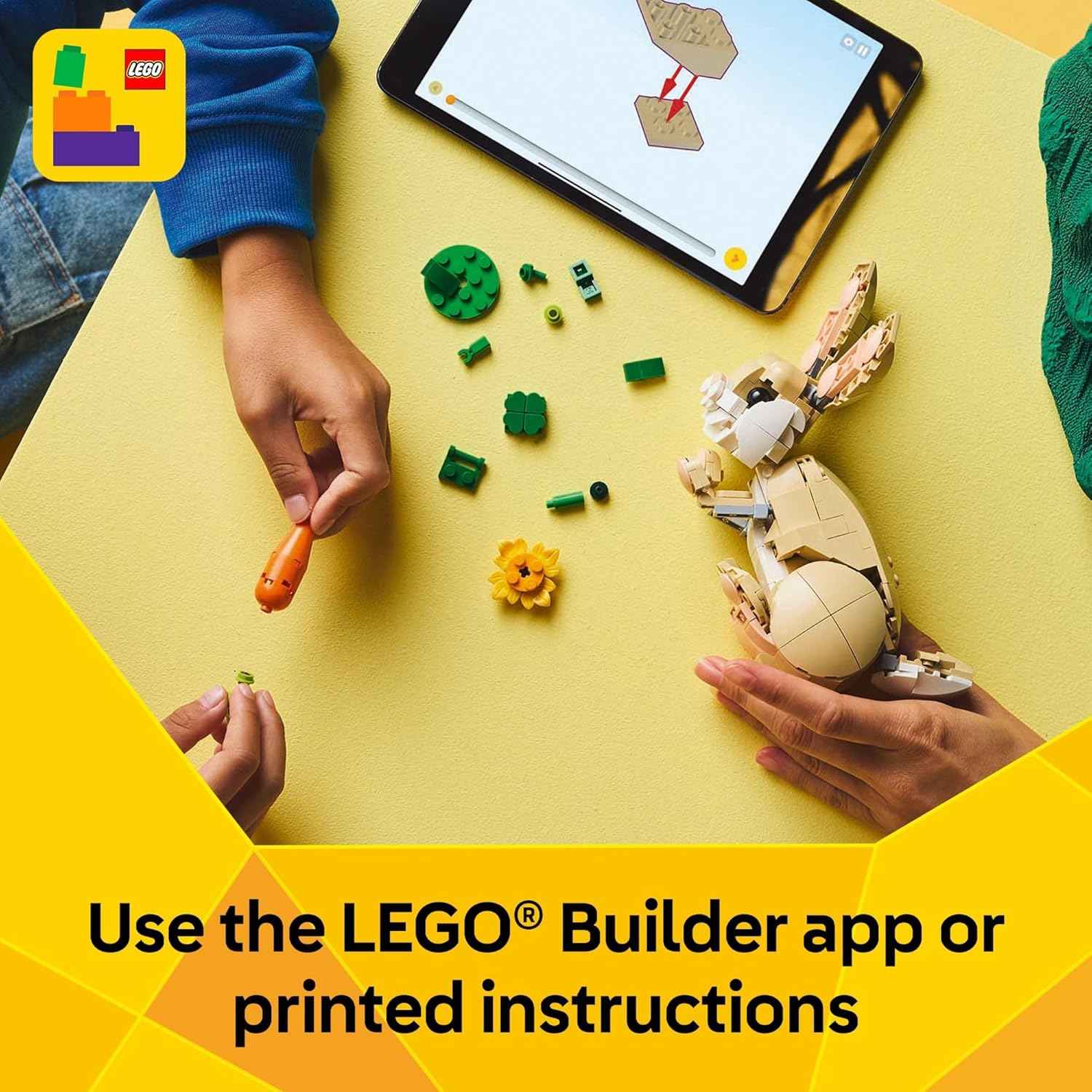 LEGO Creator 3 in 1 Cute Bunny Toy - Building Toy for Girls and Boys, Ages 8+ - Gift for Easter Basket - W/ 3 Build Options, Bunny, Seal, or Llama - 31162