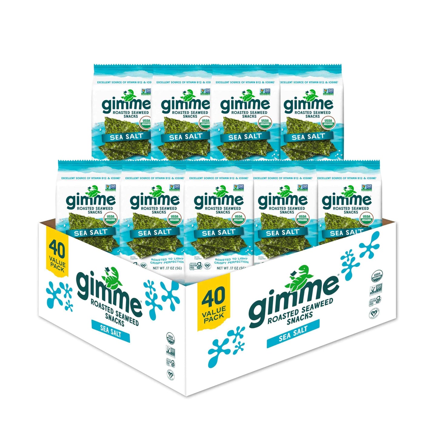 Gimme Seaweed Organic Premium Roasted Seaweed Snacks, Teriyaki, 20 Count, Keto, Vegan, Gluten-Free, Great Source of Omega3s and Iodine, Healthy On-The-Go Snack for Kids and Adults