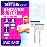 Mr. Clean Magic Eraser Shower & Tub Scrubber, Bathroom Cleaner, All in One Bathroom Cleaner, Lemon Starter Kit