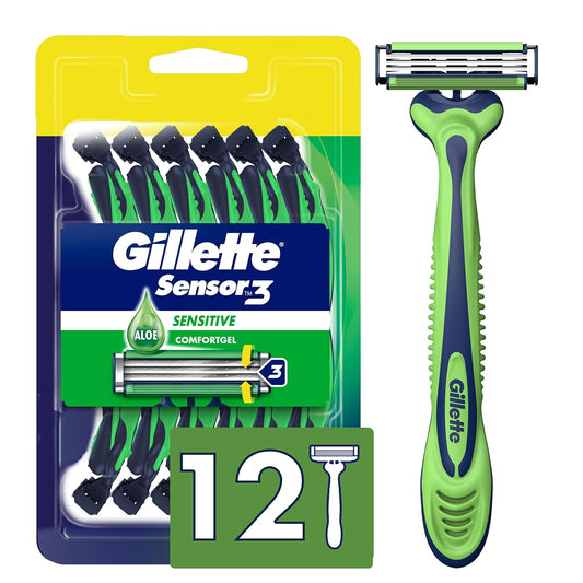 Gillette_Sensor3_Sensitive_Men's_Disposable_Shaving_Razors,_12_Count