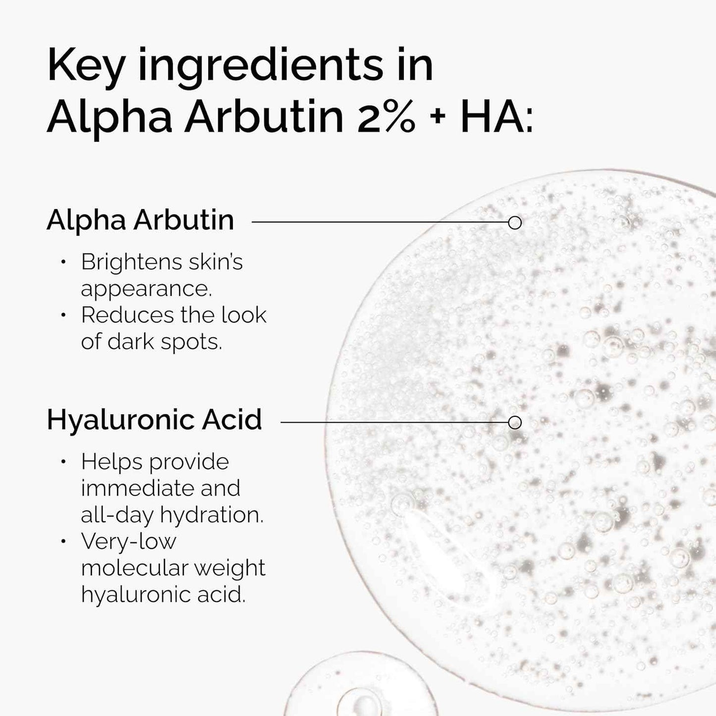 The Ordinary Alpha Arbutin 2% + Hyaluronic Acid, Brightens Skin and Targets Dark Spots, 1 Fl Oz