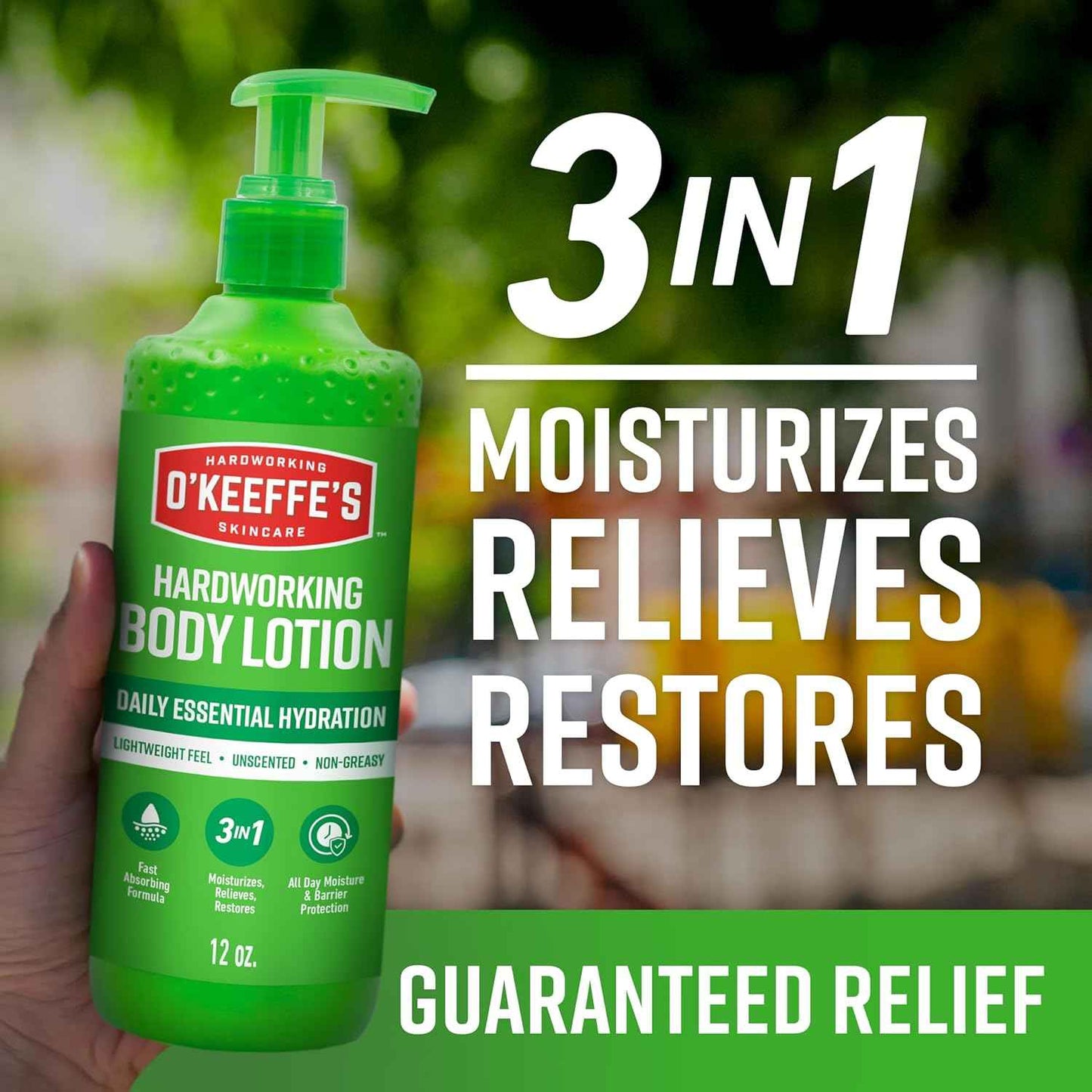 O’Keeffe’s Hardworking Body Lotion, Daily Hydration for Dry Skin, Non Greasy & Unscented, Lightweight Fast Absorbing Formula