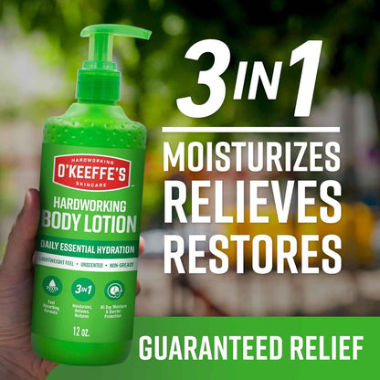 O’Keeffe’s Hardworking Body Lotion, Daily Hydration for Dry Skin, Non Greasy & Unscented, Lightweight Fast Absorbing Formula