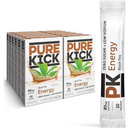PURE KICK Energy Singles To Go Drink Mix, Includes 12 Boxes with 6 Packets in each Box, 72 Total Packets