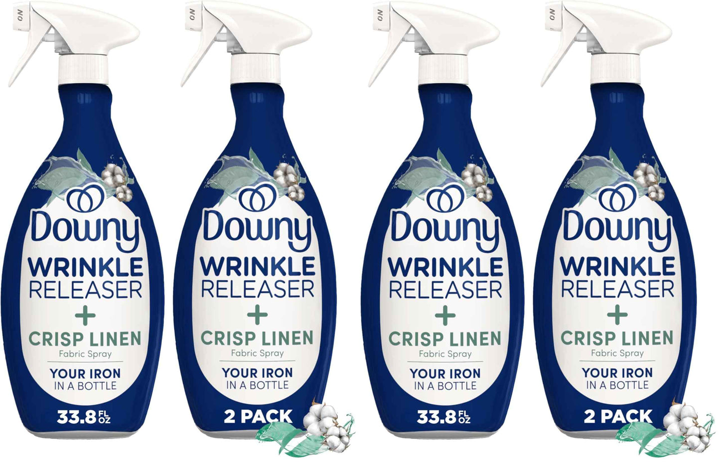 Downy Wrinkle Releaser Spray, All In One Formula, Removes Wrinkles, Static and Odor Eliminator, Crisp Linen Scent, 33.8 Fl Oz