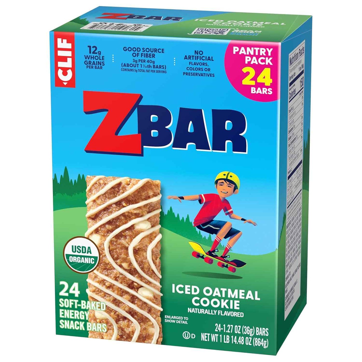 Zbar - Iced Oatmeal Cookie - Soft-Baked Energy Snack Bars - Non-GMO - 12g Whole Grains - USDA Organic Granola Bars (24 Pack)