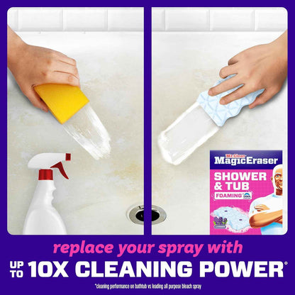 Mr. Clean Magic Eraser Sponge, Bathroom, Shower, Tub Cleaner, Soap Scum Remover, Bathroom Cleaning Supplies, Dawn Cleaning Power with Lavender Scent, Shower & Tub