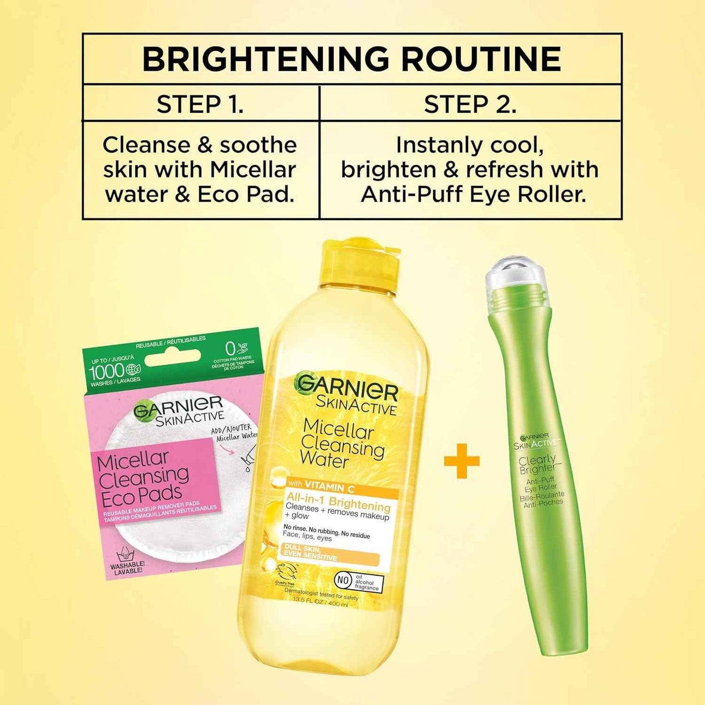 Garnier Clearly Brighter Anti-Puff Eye Roller, Dark Circles Under Eye Treatment with Caffeine and Vitamin C, 0.5 Fl Oz (15mL)