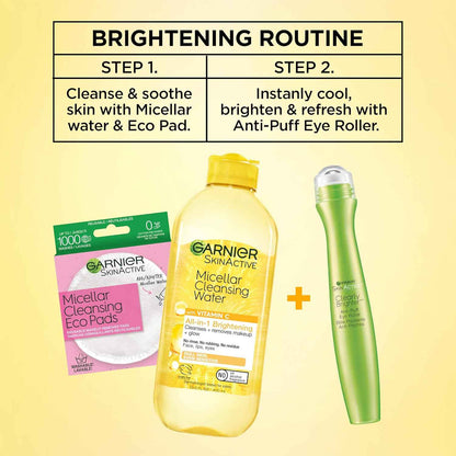 Garnier Clearly Brighter Anti-Puff Eye Roller, Dark Circles Under Eye Treatment with Caffeine and Vitamin C, 0.5 Fl Oz (15mL)