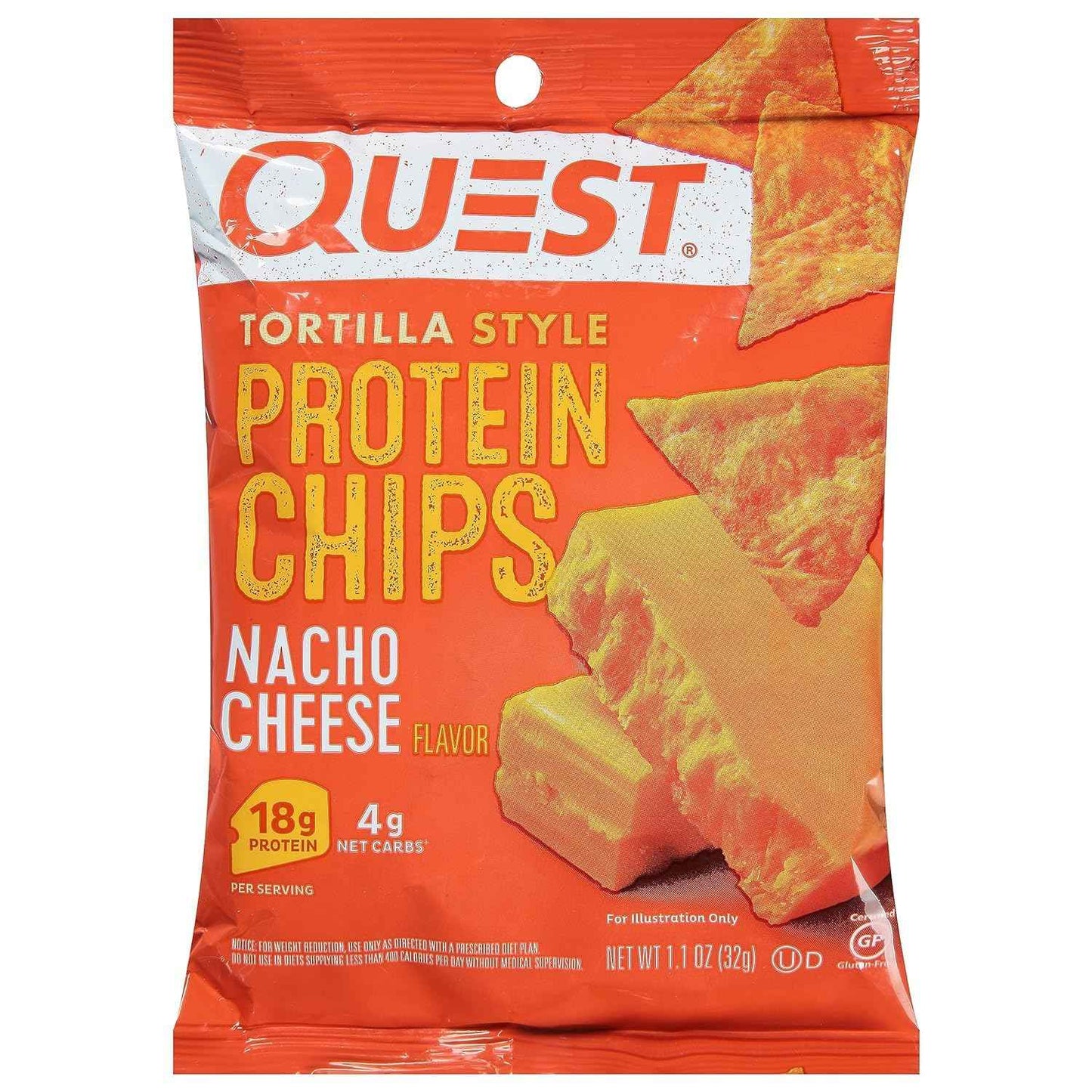 Quest Nutrition Tortilla Style Protein Chips, 20g Protein, 3g Net Carbs, Low Carb, Gluten Free, 1.1 oz
