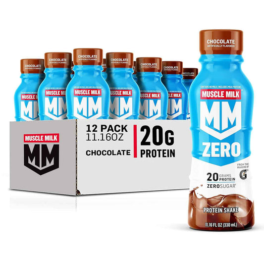 Muscle Milk Zero Protein Shake, 20g Protein, Zero Sugar, 100 Calories, Calcium, Vitamins A, C & D, 4g Fiber, Energizing Snack, Workout Recovery, Packaging May Vary,11.16 Fl Oz