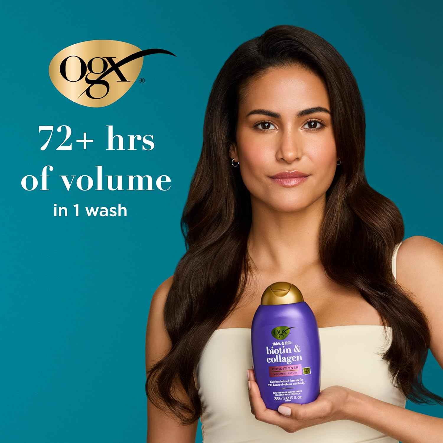 OGX Thick & Full + Biotin & Collagen Volumizing Conditioner, Nutrient-Infused Conditioner with Vitamin B7 Biotin Gives Hair Volume & Body for 72+ Hours, Sulfate-Free Surfactants