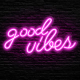 Blue Good Vibes Neon Sign - LED Neon Signs for Wall Decor, Neon Lights for Bedroom, Neon Wall Signs (16.1 x 8.3 inch)