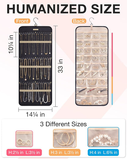 BAGSMART_Hanging_Jewelry_Organizer_Storage_Roll_with_Hanger_Metal_Hooks_Double-Sided_Jewelry_Holder_for_Earrings,_Necklaces,_Rings_on_Closet,_Wall,_Door,_1_piece,_Large,_Black