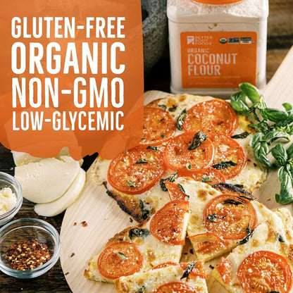 BetterBody_Foods_Organic_Coconut_Flour_2.25_Pound_Jar,_Gluten-Free_White_Flour_Alternative_with_a_Slight_Coconut_Taste_and_Aroma,_23%_Dietary_Fiber_per_Serving