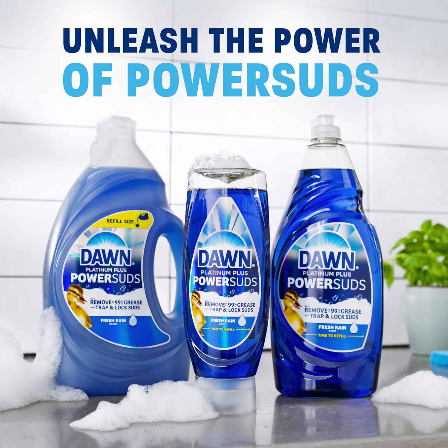 Dawn Platinum Plus PowerSuds Liquid Dish Soap, 17.4 oz. EZ-Squeeze Bottle