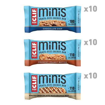 CLIF BAR Minis - Variety Pack - Made with Organic Oats - 4-5g Protein - Non-GMO - Plant Based - Snack-Size Energy Bars - 0.99 oz. (30 Count)