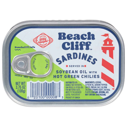 Beach Cliff Wild Caught Sardines, 3.75 oz Can - 13g Protein per Serving - Gluten Free, Keto Friendly - Great for Pasta & Seafood Recipes