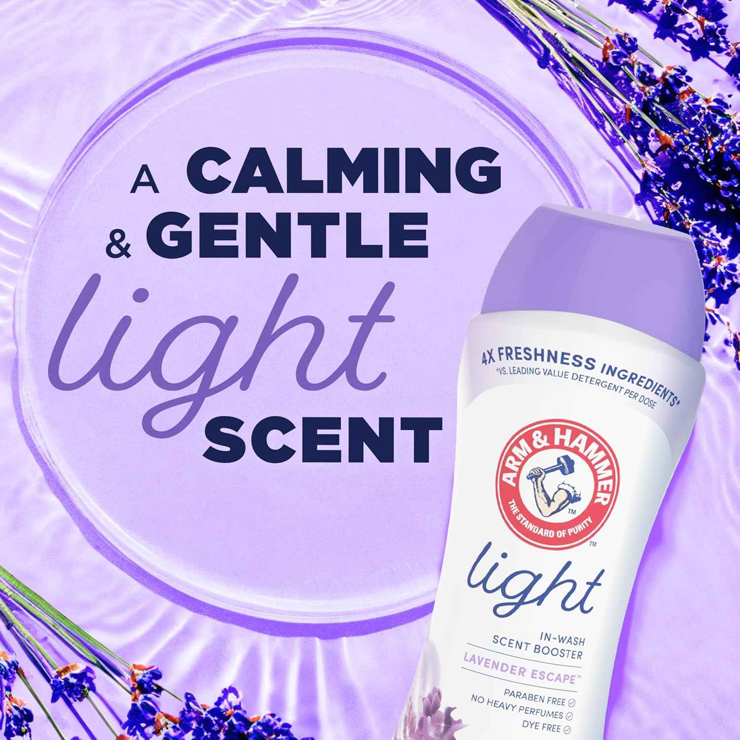 ARM & HAMMER Light In-Wash Scent Booster, Laundry Scent Booster Lavender Escape scent, 24 Oz