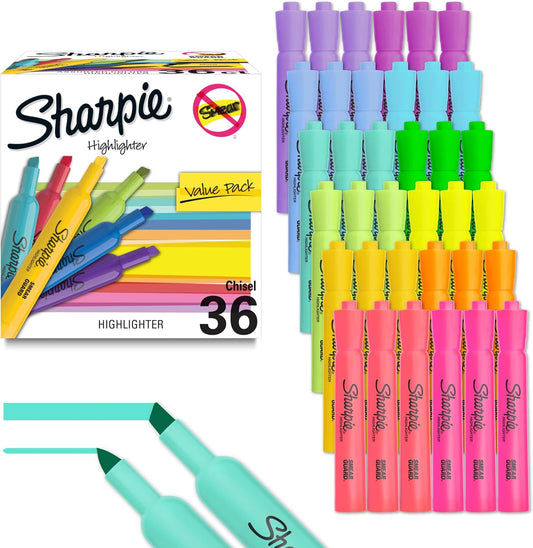 Sharpie_Tank_Highlighters,_Chisel_Tip,_12_Assorted_Fashion_Colors,_Value_Pack,_36_Count_-_For_Studying,_Note-Taking,_School,_College,_Office,_Student_&_Teacher_Supplies